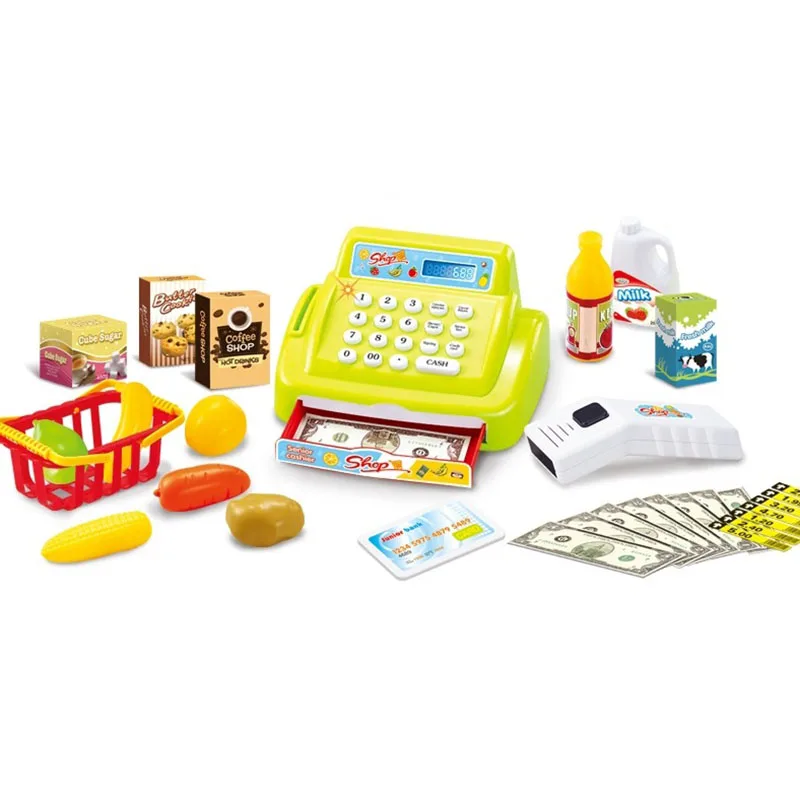 26 шт. детский имитирующий, чтобы быть супермаркет кассовый аппарат для покупок, набор для пожилых Cashiers, игрушки для малышей