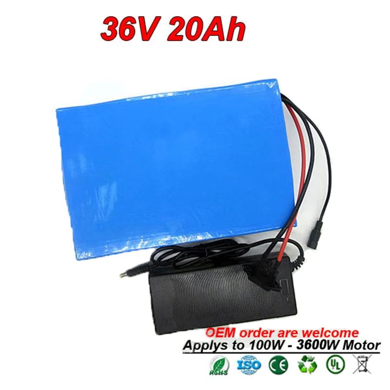 36V 20Ah 1000W 2000W 3000W электрический велосипед батарея E скутер комплект литий ионный
