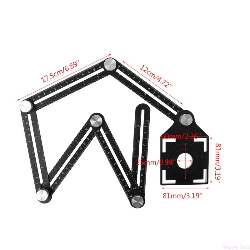 6 складные линейки плитка отверстие позиционирования мульти шаблон Угловые линейки w/дрель Руководство для перфоратора столярные