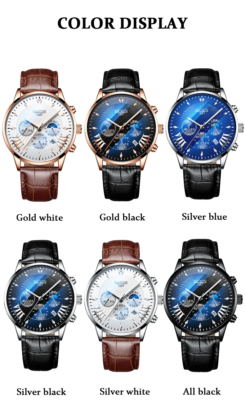 HAIQIN, мужские часы, Топ бренд, роскошные часы для мужчин,, военные наручные часы, мужские с хронографом, кварцевые мужские часы, Relogio Masculino