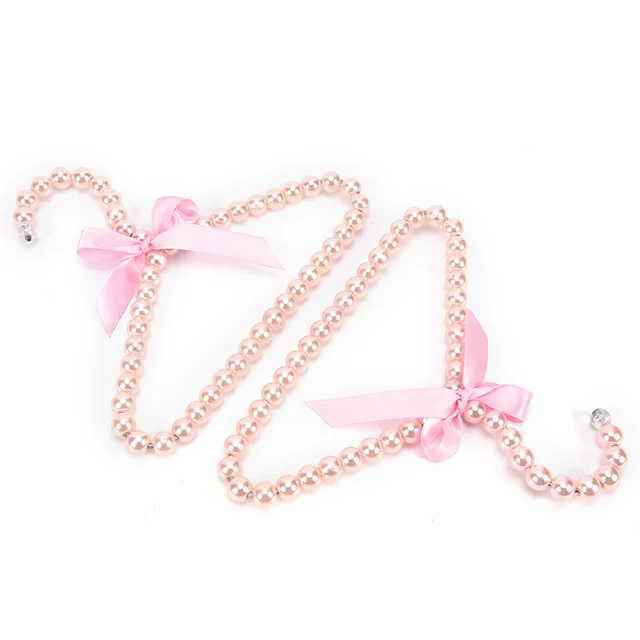 1pcs Plastic Pearl Beaded Bow Clothes Dress Coat Hangers Wedding For Baby Kid Save Space Storage