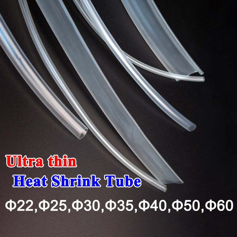 

1Meter 2:1 Transparent 22MM 25MM 30MM 35MM 40MM 50MM 60MM Ultra thin Clear Heat Shrink Tube cable Sleeving Wrap Wire kit