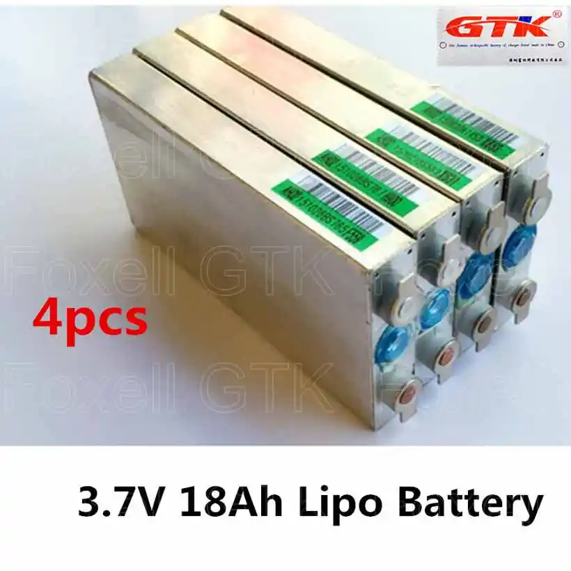 

GTK 4pcs 3.7V 18Ah li polymer lithium battery rechargeable for 12V lithium battery pack DIY EV tools UPS power bank