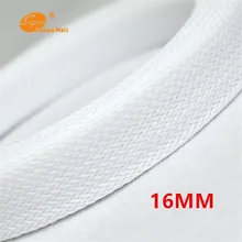 1 м белый 16 мм плетеный кабель ТЕКСТИЛЬНЫЙ ШНУР ПЭТ расширяемая гильза высокой плотности Обшивка плетеный кабель рукав
