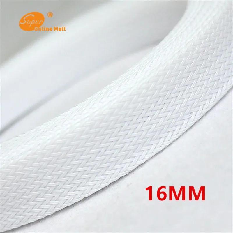 10/30 Meters 16mm White Braid Pet Expandable Sleeving High Density