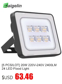 5 штук 20 W Светодиодный свет потока 220-240 V 2400LM 24 светодиодный SMD2835 Водонепроницаемый прожектор для наружного светодиодный уличный садовый