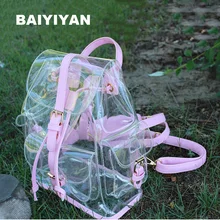 Stylish Transparent PVC Backpacks Korean women’s Beach Bag Female Jelly Backpack ladies Clear Personalized Backpacks