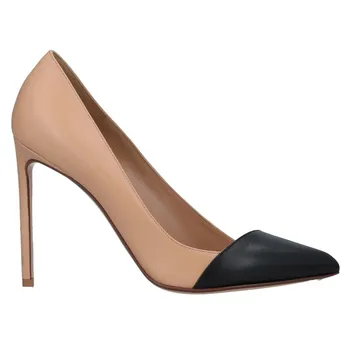 

Fashion Women Sexy Shallow Pointed Toe Classic High Heels Nude Black Patchwork Wedding Shoes Woman Lady Party Stiletto Pumps