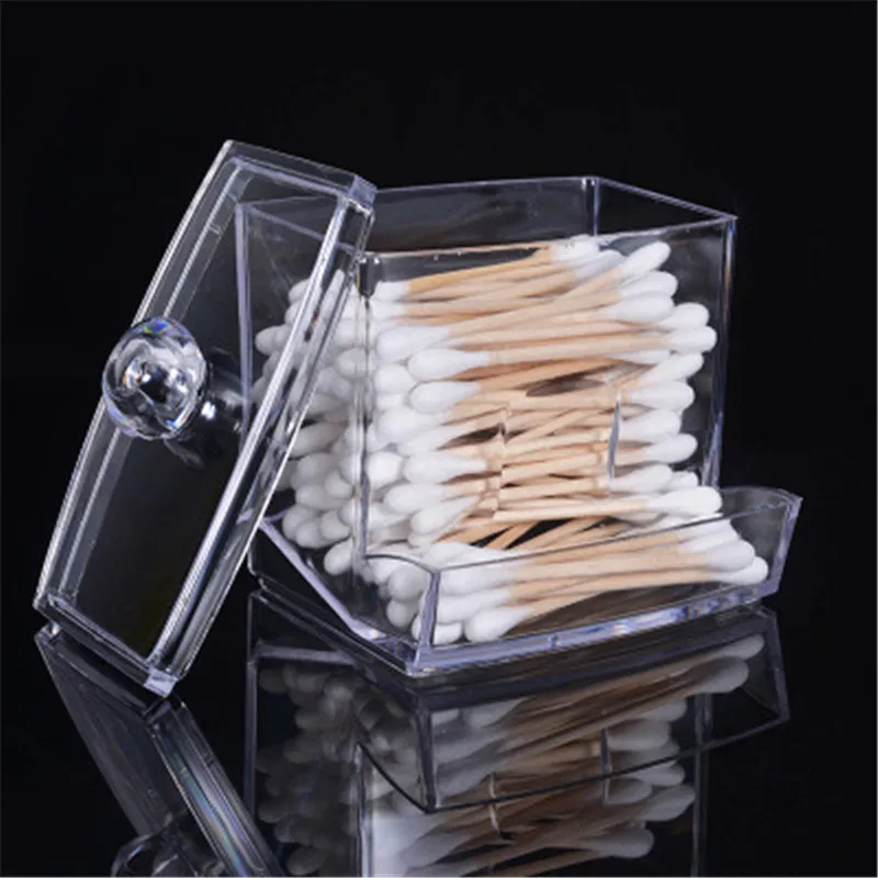 

Creative Acrylic Cotton Swabs Box Holder Transparent Cotton Swabs Stick Storage Cosmetic Make-up Organizer Case Toiletry Bag