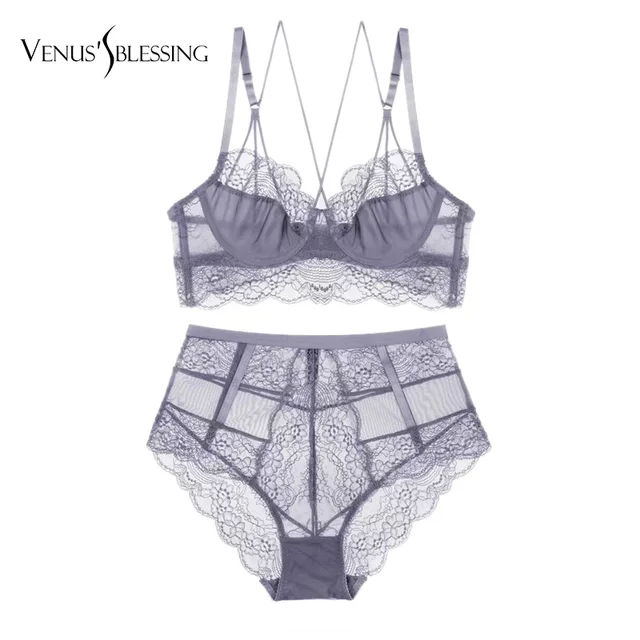 Women Lingerie Sexy Lace Bra Set Push Up Across Bra High Waist G string Underwear Suit Women