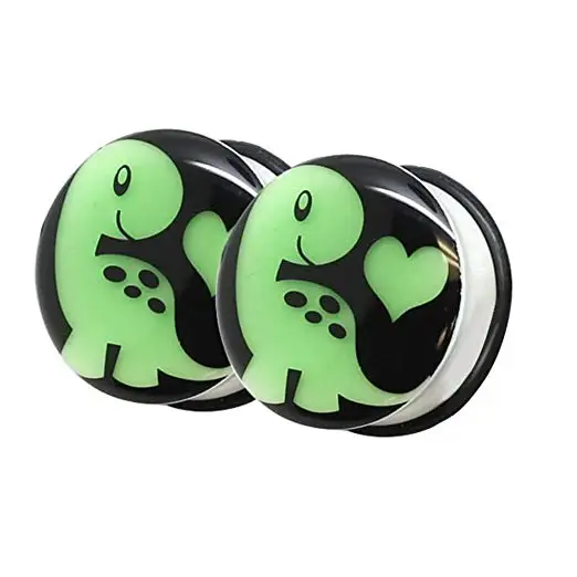 

MODRSA 1Pair Unisex Acrylic Glowing Luminous Ear Gauges Dinosaur Ear Plugs and Tunnels Ear Stretching Body Piercing Jewelry