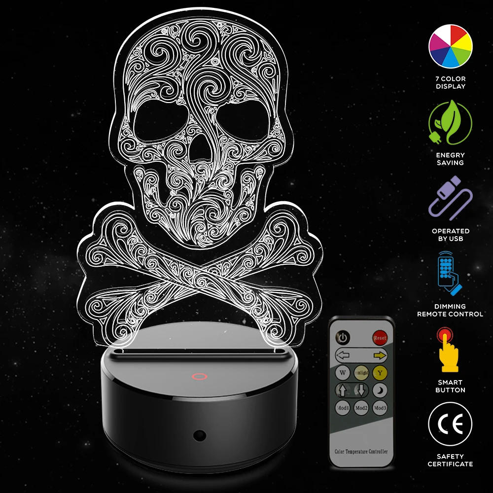 

7 Colors 3D Night Light LED Touchs Remote Control Switch Table Lamp Eye Protection Acrylic Colorful Lamp for Children Bedroom