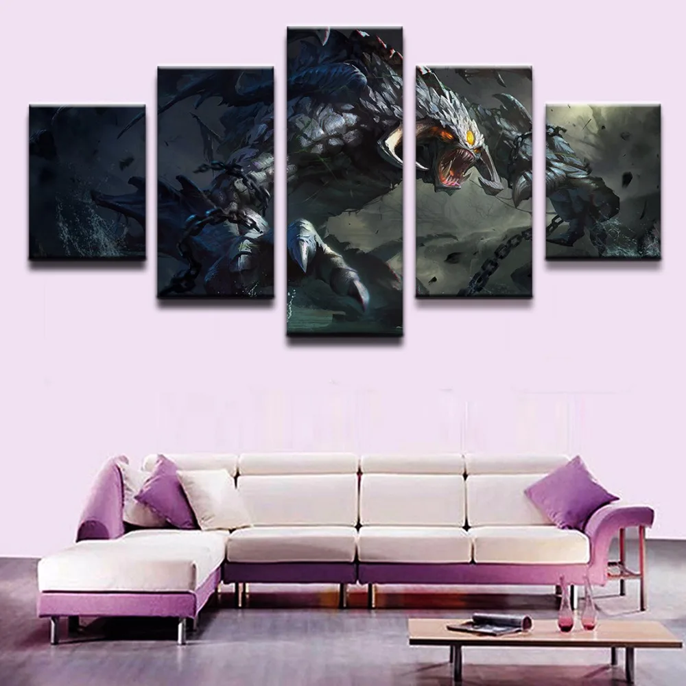 5 Pieces Creature DotA 2 Roshan Canvas Painting Wall Art Home Decorative Modern Canvas Printed Pict