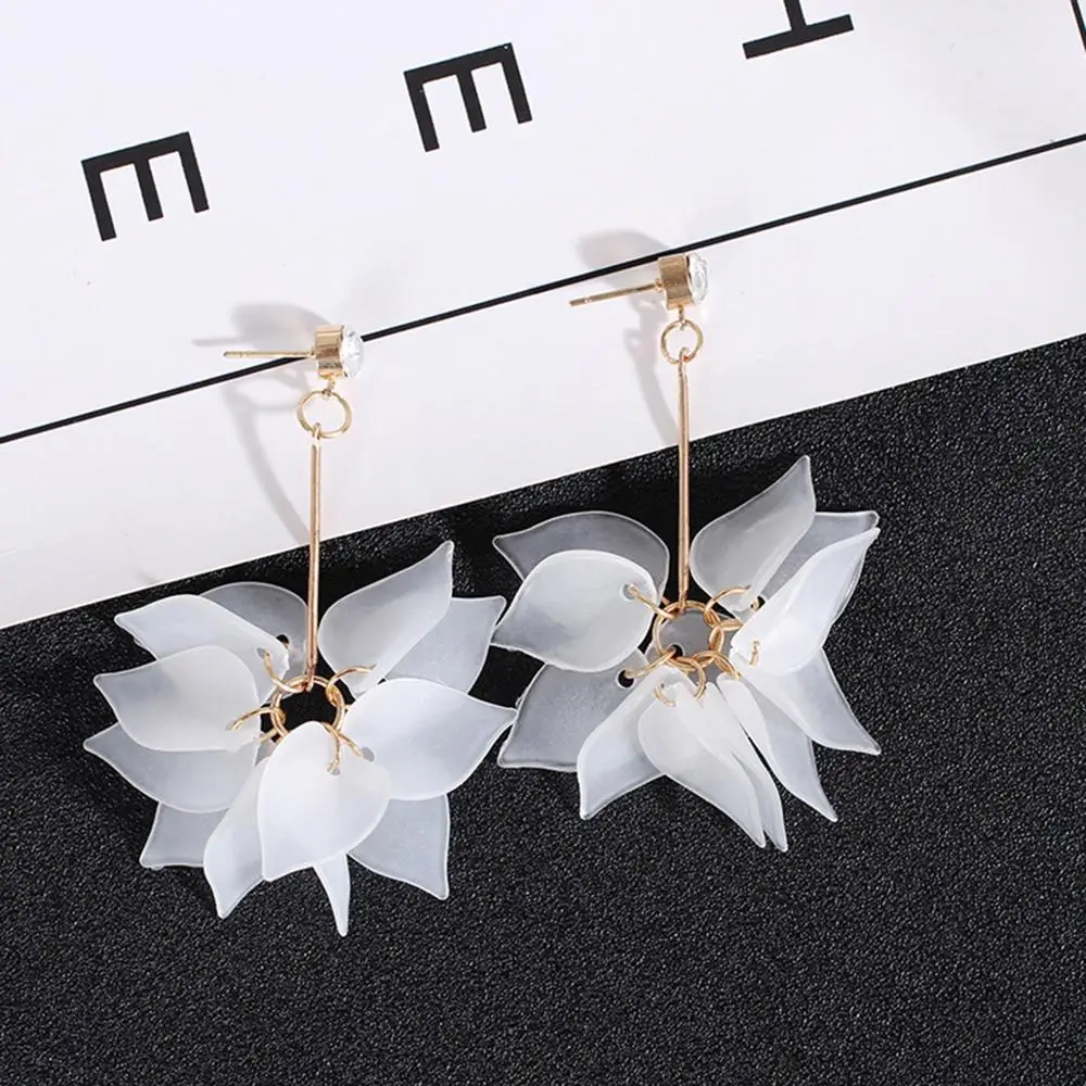 

New Fashion Elegant Matte Multi-Layer Petals Long Pendant Earrings For Women Girls Flower Dangle Earrings Jewelry Gifts