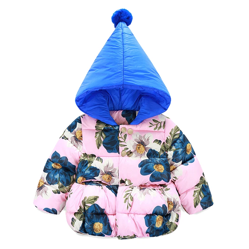 Милый детский зимний комбинезон с подкладкой для маленьких девочек, детские пальто, верхняя одежда, теплые зимние пуховики, пальто с капюшоном для детей 1-7 лет - Цвет: Розовый