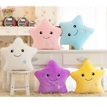 34CM Creative Toy Luminous Pillow Soft Stuffed Plush Glowing Colorful Stars Cushion Led Light Toys Gift For Kids Children Girls 1