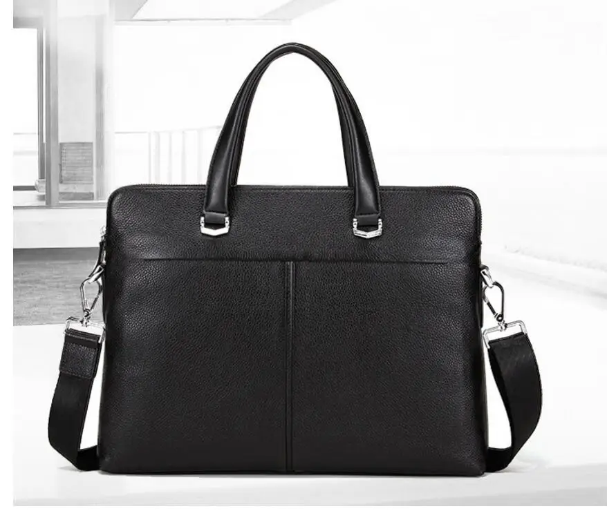

Fashion new Leather men's bag business briefcase handbag casual computer bag