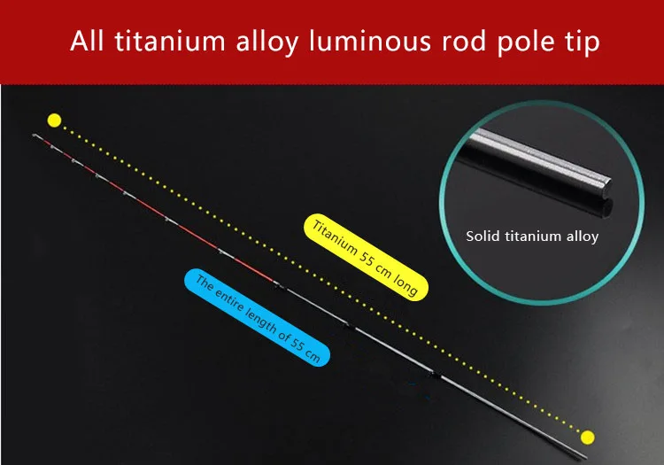 1 шт./упак. 55 см половина/полный titanium сплав светящийся плот, вклеиваемые удочка рыболовные снасти