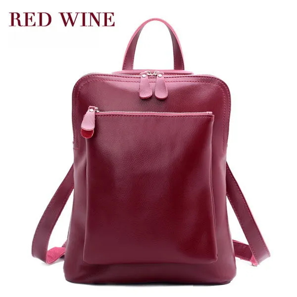 Гарантированный женский рюкзак из натуральной кожи, сумки через плечо из воловьей кожи(10 цветов), 36*30 см, застежка-молния - Цвет: Maroon Small
