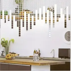 Стикер стены 100 шт. 2 x 2 см площади блестящий акриловая 3d-металла DIY мозаика зеркало-следственных телевизор стены гостиной дома оптовая