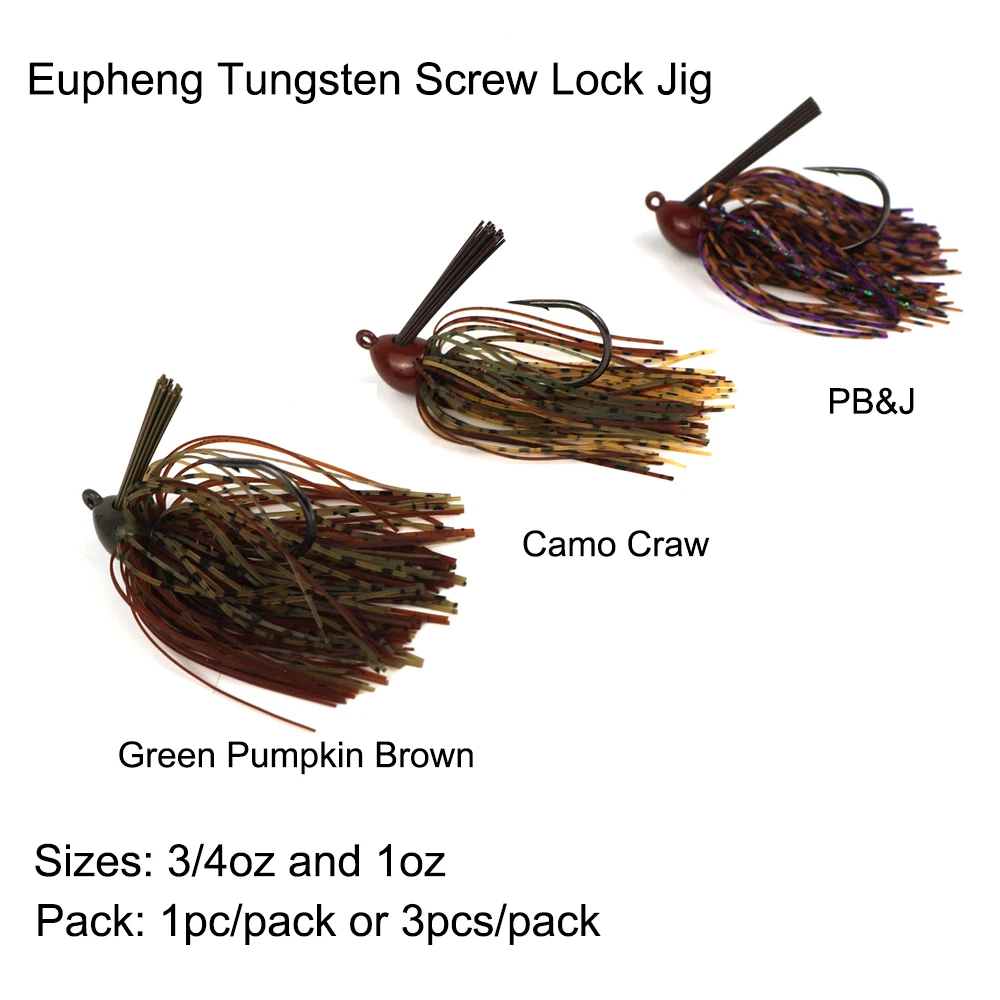 Eupheng Tungsten Screw Lock Bass Jig Head Extreme Heavy Cover Jig Unique Design Bass Lure Tungsten Head Fishing Hook With Head