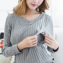 Allaitement Coton Tee Allaitement Vêtements Côté Fente T-shirt 2016 De Maternité À Manches Longues Vêtements D’allaitement Top M-XXL