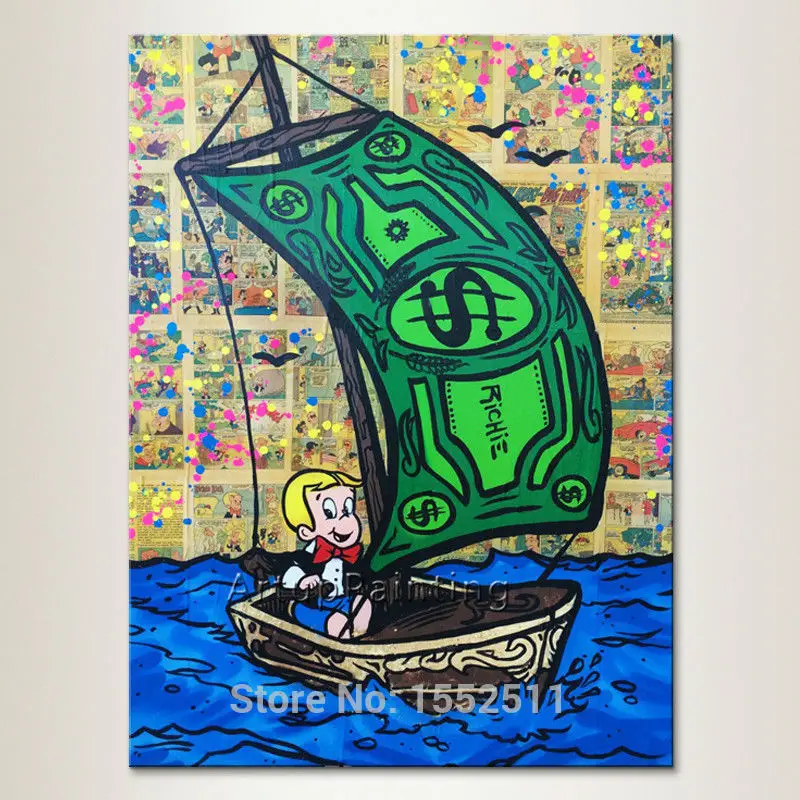 

Alec Graffiti pop art street art money canvas print painting Wall art pictures for living room Poster and Prints quadros decor