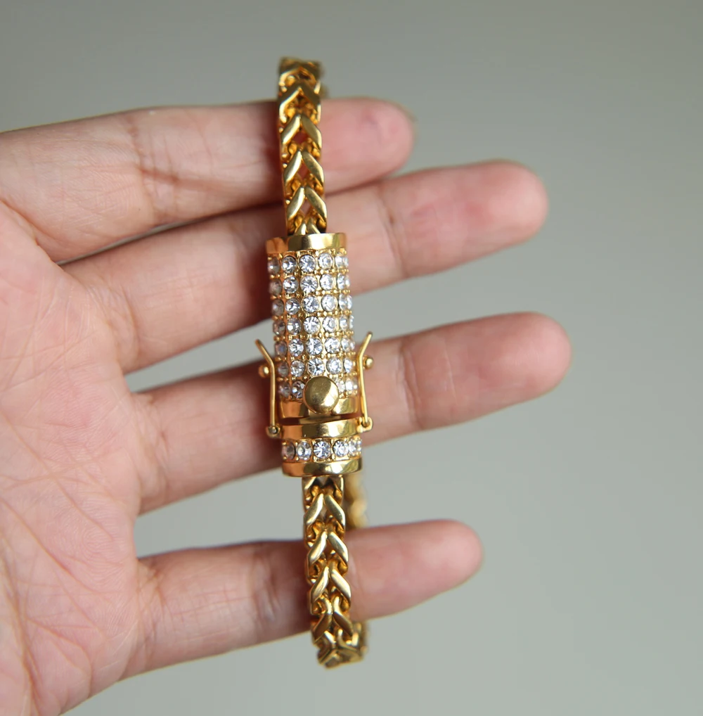 Мужской браслет с золотым наполнителем 6 мм ширина 20 см|jewelry men bracelets|fox braceletbracelet gold
