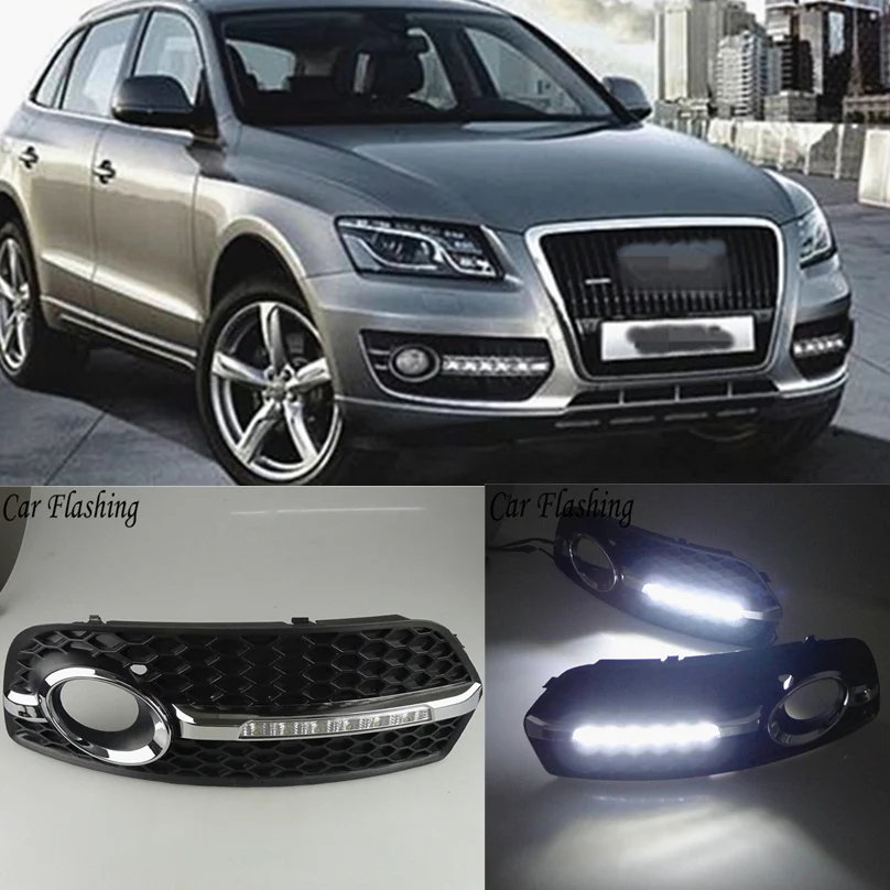 Автомобильный мигающий 1 комплект DRL для Audi Q5 2010 2011 2012 2013 светодиодный DRL Дневной ходовой светильник s Дневной светильник противотуманная фара крышка отверстие светильник