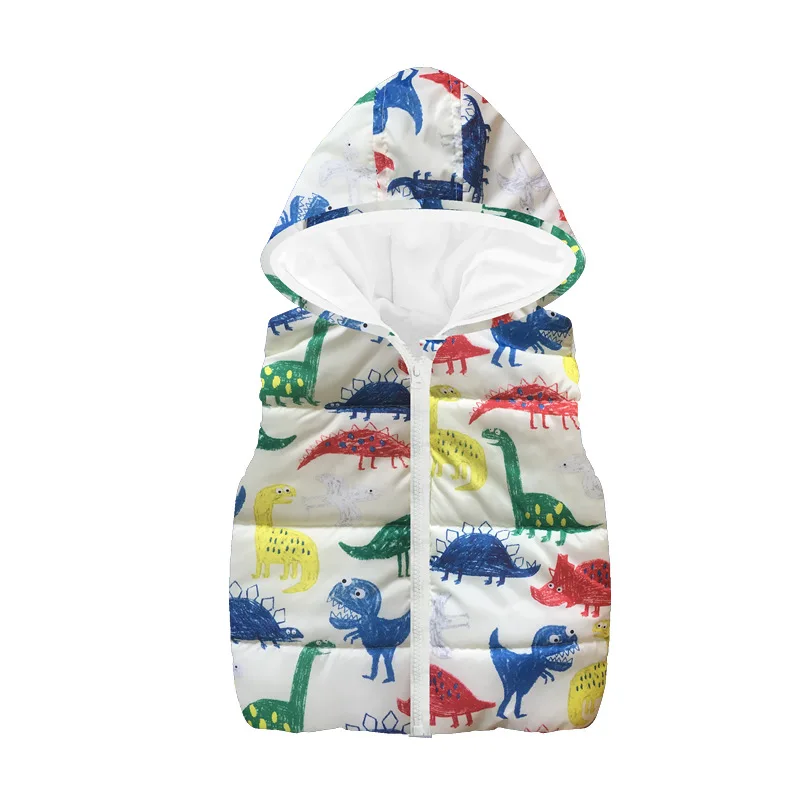 

Baby Boys Vest New Autumn 2018 Winter Kids Warm Outerwear Coat Cute Cartoon Dinosaur Printed Vests For 2-7Y Children's Waistcoat