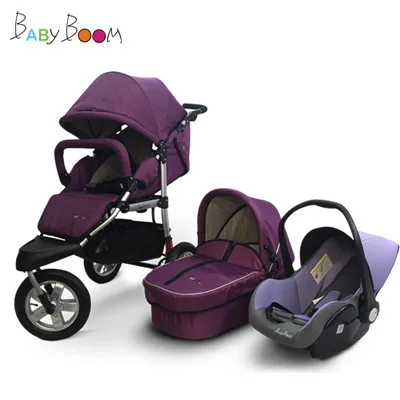 3 в 1 детская коляска для новорожденных, Европейский складной детский светильник carraige для внедорожных прогулок, спортивная детская коляска - Цвет: purple 3 in 1