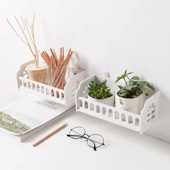 

Living Room Shelves for Wall White Display Storage Shelf Rack Desktop Organizer Storage Basket Flowerpot Holder Home Decoration