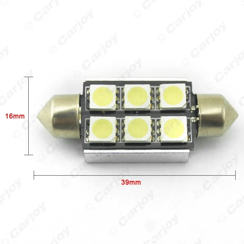 Leewa 200 шт. белый 36 мм 39 мм, canbus 6-светодиод 5050smd автомобиля Чтение свет купола фестона LED Лампочки # ca2626