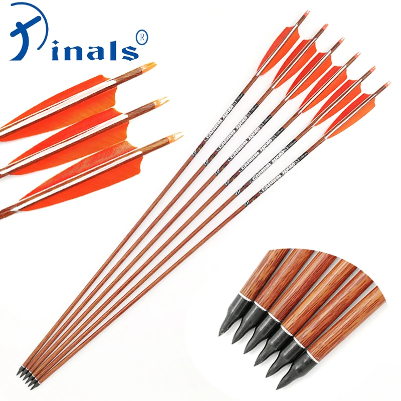 6/12PCS Spine 400 500 600 Carbon Wood Skin Archery Arrows 32'' Shafts 5 inch Turkey Feathers Compound Recurve Bow Hunting | Спорт и