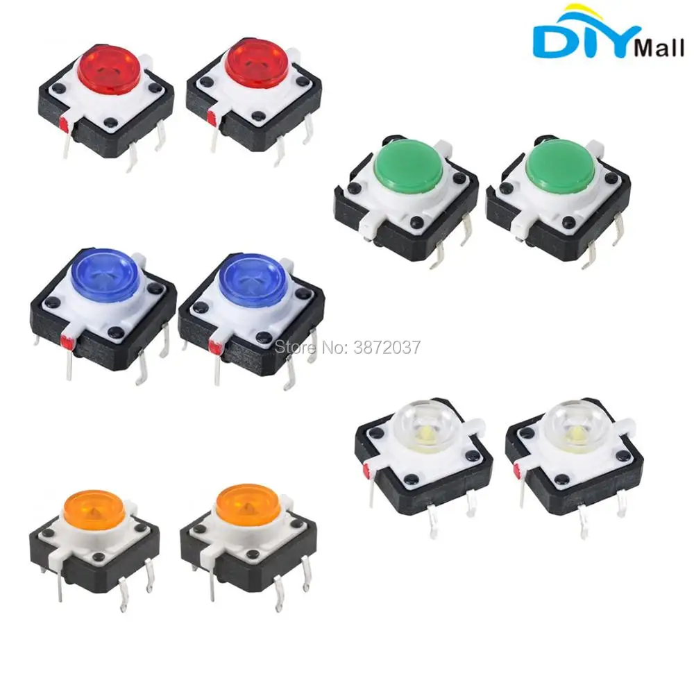 

10Pcs/lot Tactile Push Button Momentary Tact with Round Cap 5 Color DIY Kit