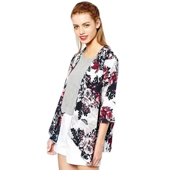 

Women Floral Print Cardigan Jacket Women Floral Blouse Coat Summer Flower Cardigan OutwearTops