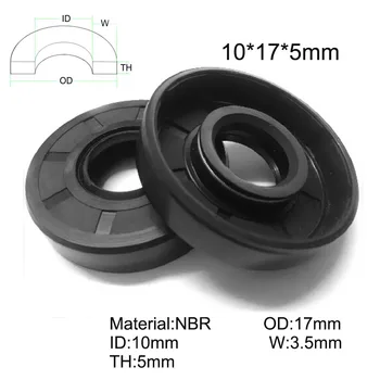 

20pcs/NBR Shaft Oil Seal TC-10*17*5 Rubber Covered Double Lip With Garter Spring