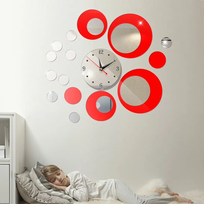 3D new large Modern Home DIY Wall Clock Mirror Circle Clock for Living Room Bedroom Decoration silent self adhesive sticker klok (4)