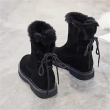 Женская обувь модные однотонные натуральная кожа зимние ботинки плюшевые, с мехом внутри, повседневные ботильоны на резиновой подошве; изящные резиновые сапоги; женские зимние ботинки