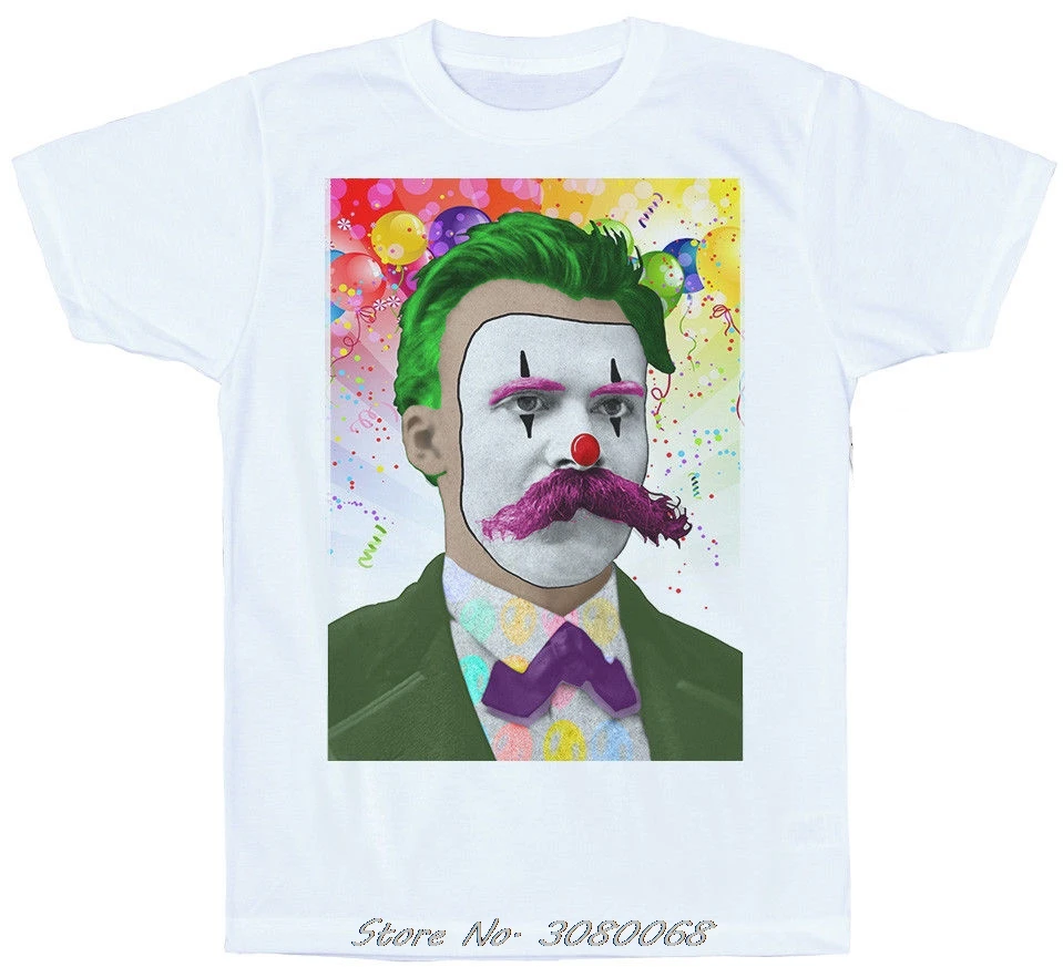 

Cheerful Nihilism T shirt, Friedrich Nietzsche, Clown Summer Short Sleeves Cotton New Fashion T-Shirt Tees Tops