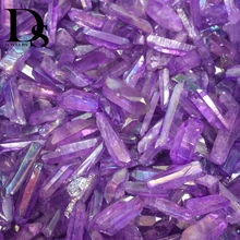 10 шт. Фиолетовый Природный Кварц Титан кварцевый кристалл палочка ТОЧКА натуральный кристалл заживление шестиугольная Призма кластер DIY ювелирные изделия
