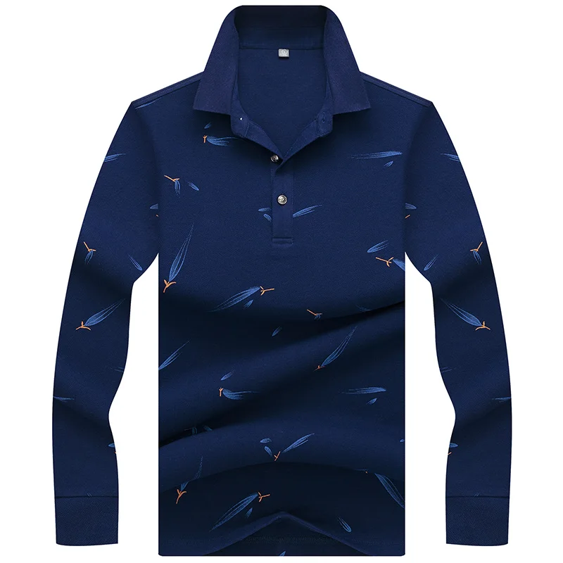 

JUNGLE ZONE 2019 new Men's printing Polo Shirt men's Long sleeve polo shirt Striped Polos High Quality Men's brand 8895