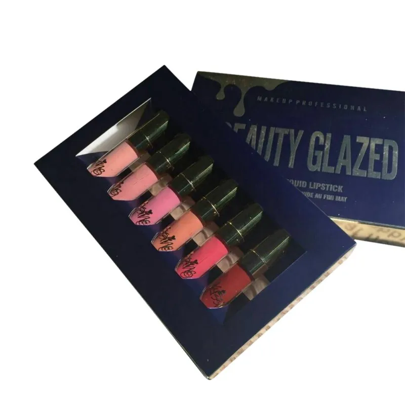 BEAUTY GLAZED 6 шт./компл. Матовая жидкая помада блеск для губ(Наборы макияж блеск для губ, Длительное Действие, Косметика для макияжа