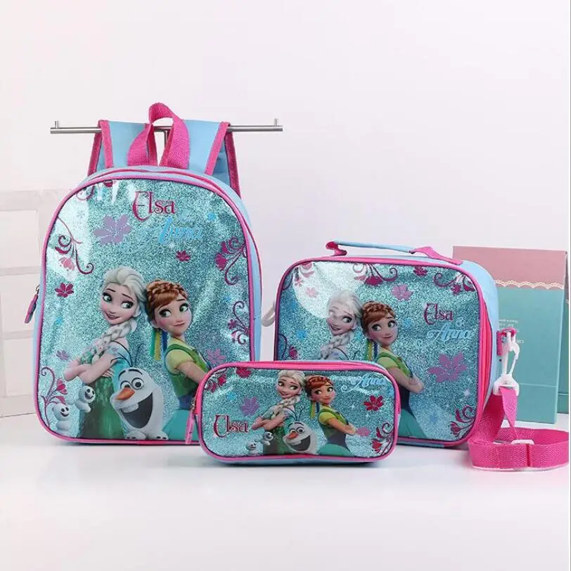 

Elsa Anna Princess Backpack School Bag With Lunch and Pencil Case Set 3 for Kids Kindergarten Preschool School Toddler Bags