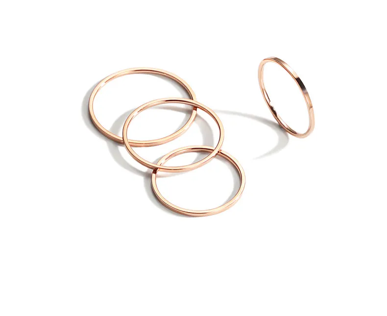 

1MM Thin Stainless Steel Silver-color Couple Ring Simple Fashion Rose Gold Finger Ring For Women Anillos 4 5 6 7# in 1 Lot