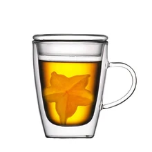 300 мл высокого качества из двойного стекла модные Термостойкие чашки для чая кофе молочный напиток чашка с крышкой и ложкой