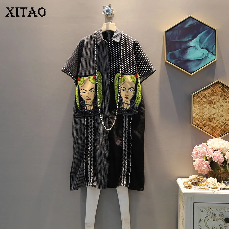 [XITAO] Европейская мода новинка 2019 женское летнее свободное платье с отложным