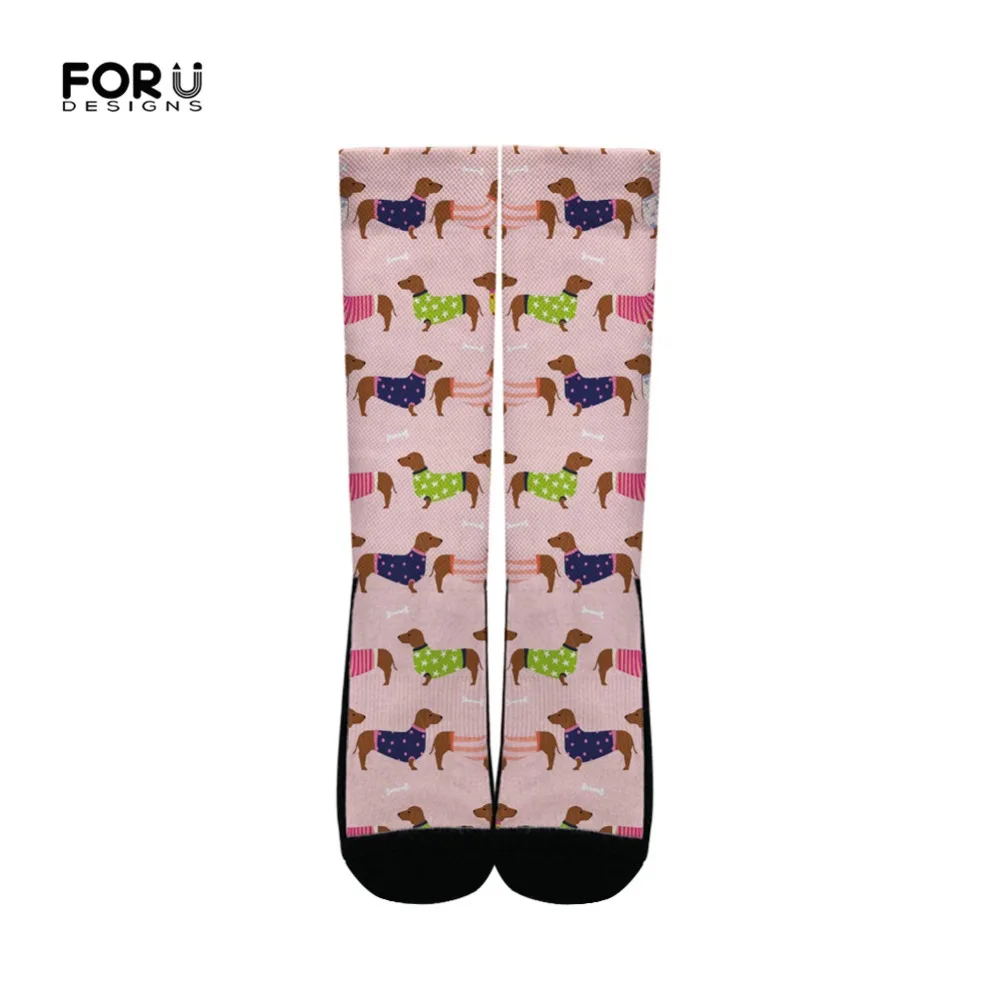 

FORUDESIGNS Personality Women Socks Lovely Animal Dachshund Dog Pattern Autumn Winter Comfortable Soft Ladies Dress Socks Woman