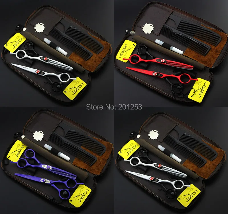 

3 Colors Optional 6.0Inch Paint Cutting Scissors and Thinning Scissors Sets,Professional Hair Shears for Hairdressers,LZS0517