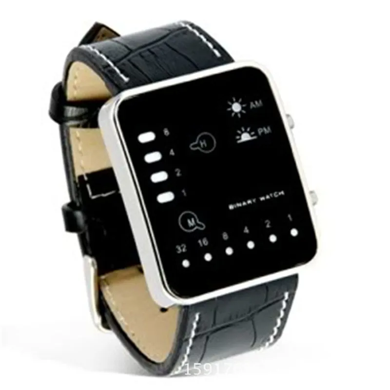 Relogios мужской цифровой красный светодиод Спорт наручные часы двоичной наручные искусственная кожа Часы Наручные часы Для женщин мужские